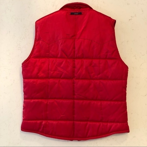 VINTAGE Y2K Tommy Hilfiger Bright Shiny Cherry Red Puffer Zip Pocket Fall Vest - Picture 3 of 15